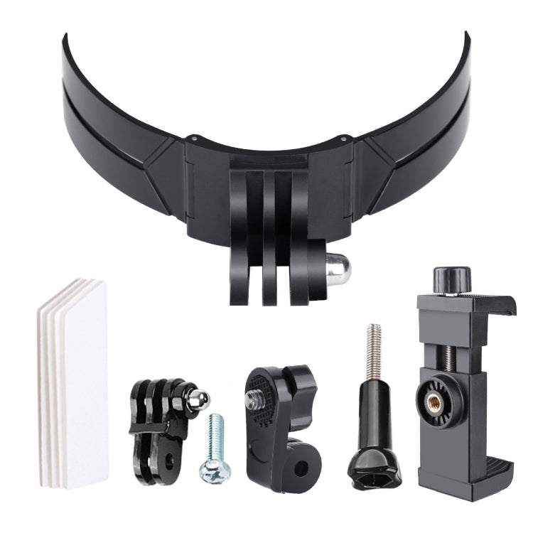 Foldable Bending Action Camera Phone Helmet Mount Kit with J-Hook Buckle & Rotation Phone Clamp & Adapter (Black) - Helmet Mount by PMC Jewellery | Online Shopping South Africa | PMC Jewellery | Buy Now Pay Later Mobicred