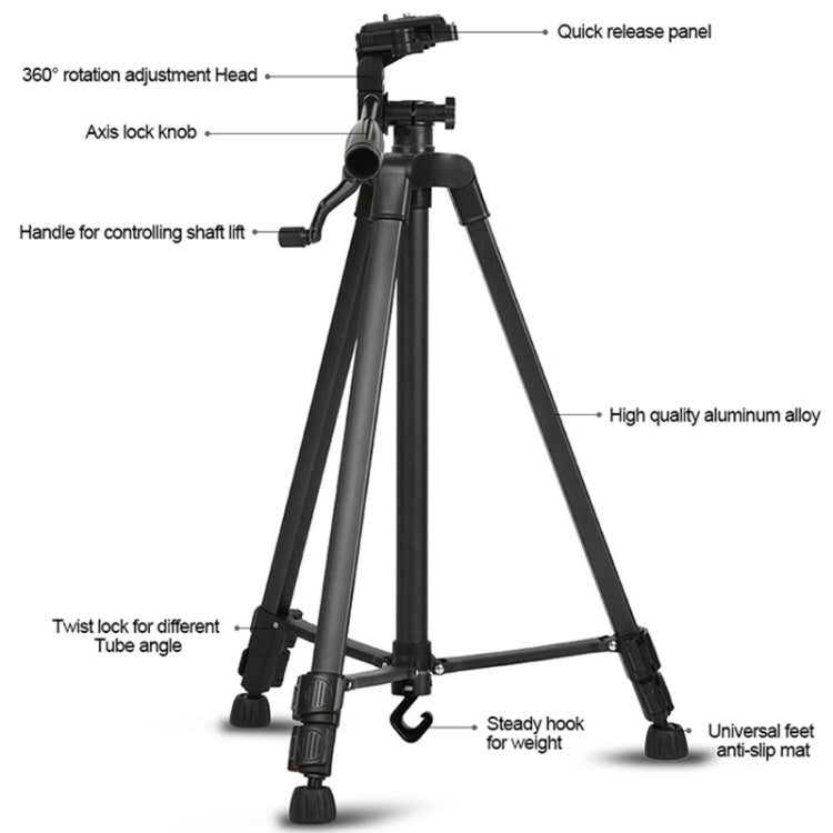 3388 1.3m Portable Phone Live Selfie Tripod DV SLR Camera Stand (Black) - Tripods by PMC TechLife | Online Shopping South Africa | PMC TechLife | Buy Now Pay Later Mobicred