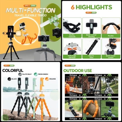 Fotopro UFO 3 Flexible Tripod Mount for SLR Cameras, GoPro, Phones (Orange) - Portable Mini Tripod by Fotopro | Online Shopping South Africa | PMC Jewellery | Buy Now Pay Later Mobicred