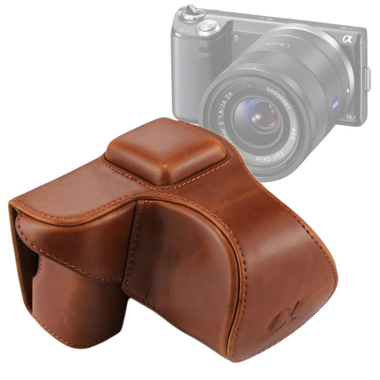 Full Body Camera PU Leather Case Bag with Strap for Sony NEX 5N / 5R / 5T (16-50mm / 18-55mm Lens)(Brown) - free shipping - PMC TechLife - Order now!
