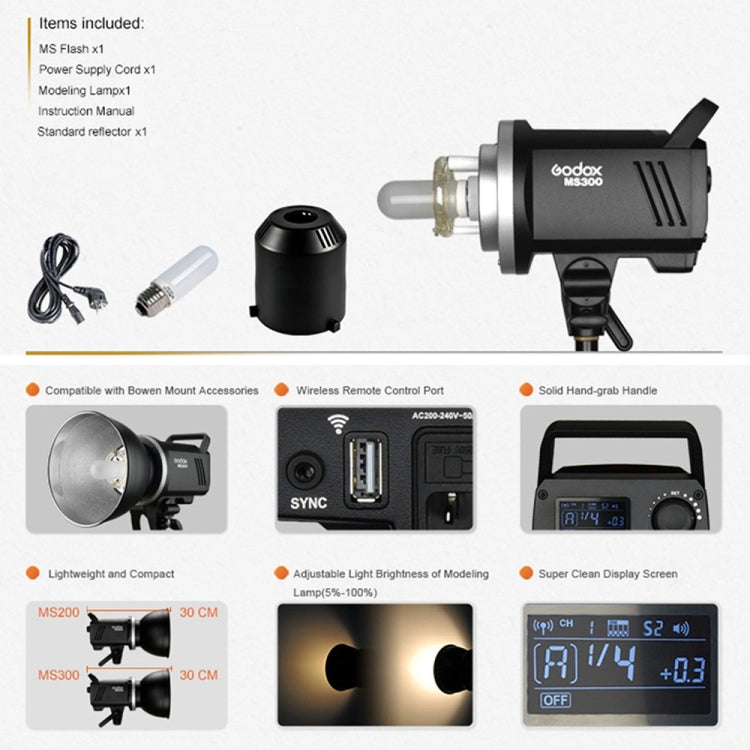 Godox MS300 Studio Flash Light 300Ws Bowens Mount Studio Speedlight (US Plug) - free shipping - PMC TechLife - Order now!