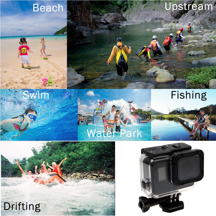 For GoPro  NEW HERO /HERO6  /5  30m Waterproof Housing Protective Case + Hollow Back Cover with Buckle Basic Mount & Screw, No Need to Disassemble Lens(GP413) - Waterproof Cases by PMC TechLife | Online Shopping South Africa | PMC TechLife | Buy Now Pay Later Mobicred