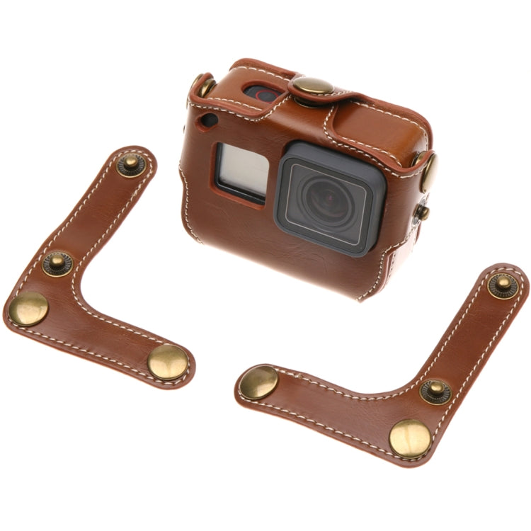 For GoPro HERO7 Black /6 /5  PU Leather Housing Case with Neck Strap & Buttons(Coffee) - Leather Cases by PMC Jewellery | Online Shopping South Africa | PMC Jewellery | Buy Now Pay Later Mobicred