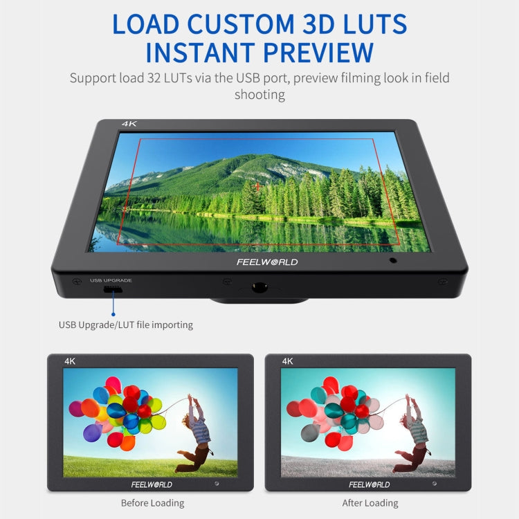 FEELWORLD T7 PLUS 7 inch 3D LUT DSLR Camera Field Monitor with Waveform 4K HDMI Aluminum Housing (Black) - free shipping - PMC TechLife - Order now!