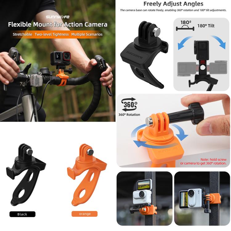 Sunnylife Action Camera Flexible Mount 360 Strap Wrap Band Mount Bike Tube Clip Holder (Orange) - free shipping - PMC TechLife - Order now!