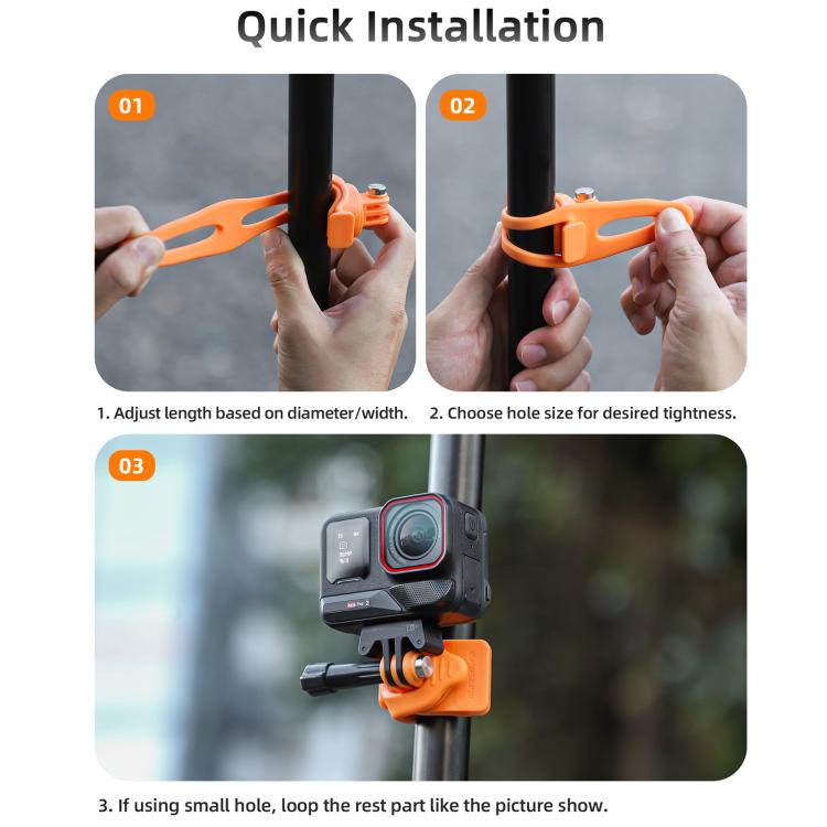 Sunnylife Action Camera Flexible Mount 360 Strap Wrap Band Mount Bike Tube Clip Holder (Orange) - free shipping - PMC TechLife - Order now!