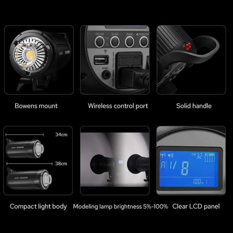Godox SK300II-V Studio Flash Photo Light 300Ws Bowens Mount Monolight Light (AU Plug) - free shipping - PMC TechLife - Order now!