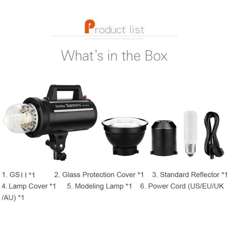 Godox Gemini GS400II Studio Flash Light 400Ws Bowens Mount Strobe Flash (EU Plug) - free shipping - PMC TechLife - Order now!