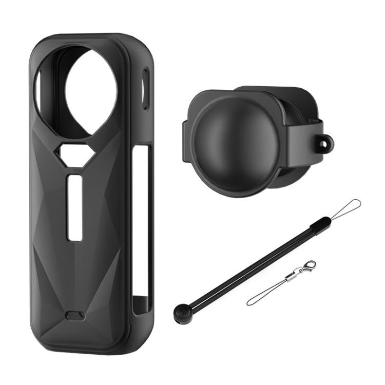 For Insta360 X5 Camera Body Cover Silicone Case with Lens Cover (Black) - free shipping - PMC TechLife - Order now!