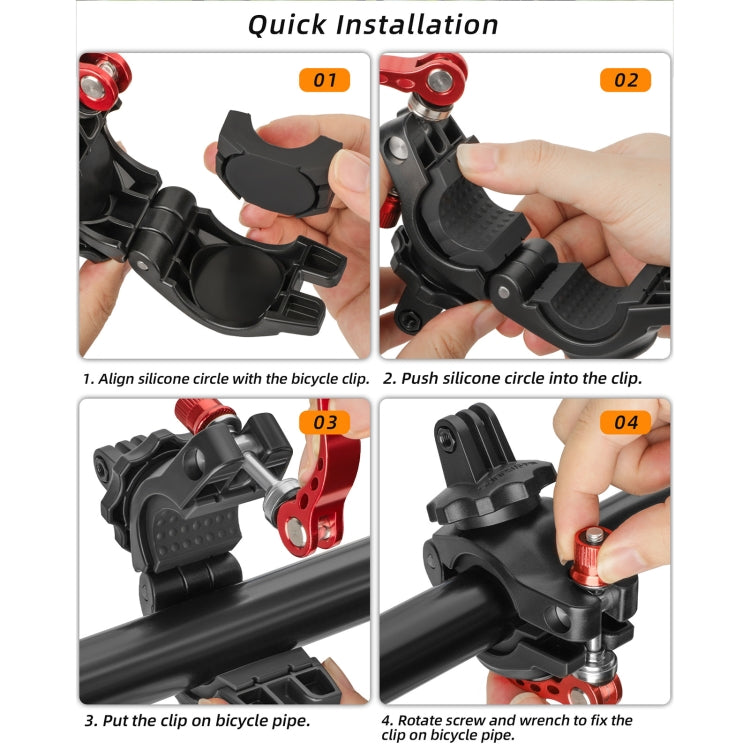 Sunnylife Sports Camera Universal Bicycle Clamp 360 Rotation 19-35mm Clip for DJI Action / Insta360 / GoPro (Black) - Bicycle Handlebar Mount by Sunnylife | Online Shopping South Africa | PMC Jewellery | Buy Now Pay Later Mobicred