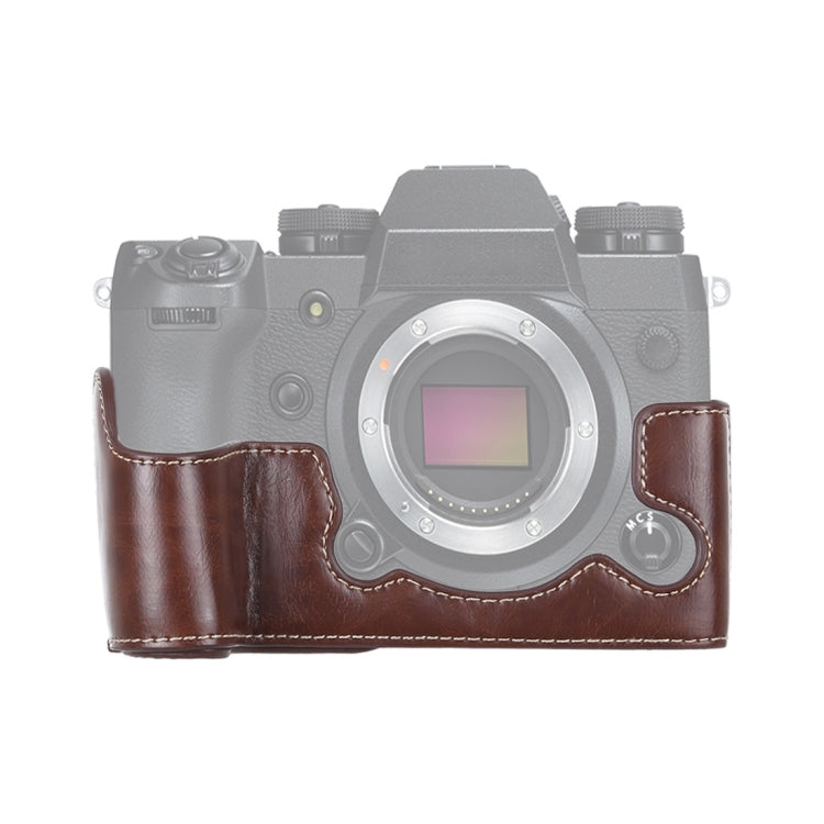 1/4 inch Thread PU Leather Camera Half Case Base for FUJIFILM X-H1 (Coffee) - free shipping - PMC TechLife - Order now!