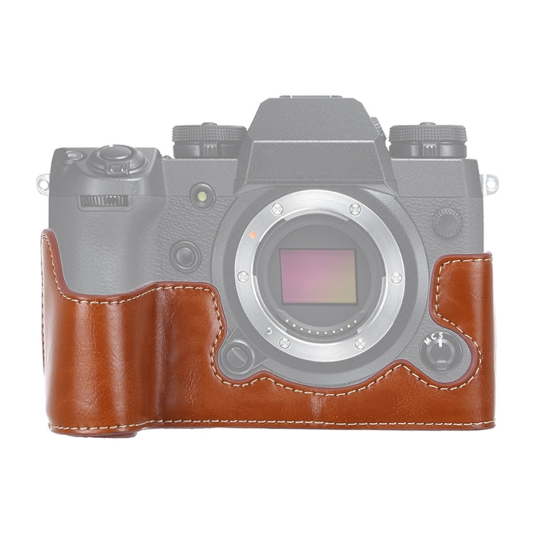 1/4 inch Thread PU Leather Camera Half Case Base for FUJIFILM X-H1 (Brown) - free shipping - PMC TechLife - Order now!