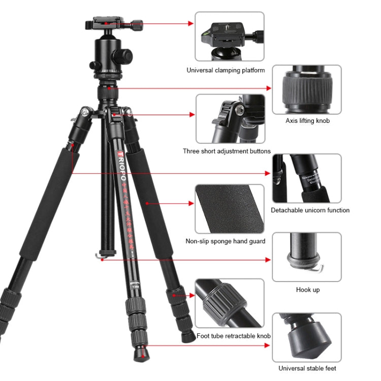 TRIOPO M2508 Multifunction Adjustable 4-Section Portable Aluminum Alloy Tripod Monopod with D-2A Ball Head for SLR Camera - free shipping - PMC TechLife - Order now!