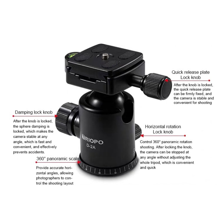 TRIOPO M2508 Multifunction Adjustable 4-Section Portable Aluminum Alloy Tripod Monopod with D-2A Ball Head for SLR Camera - free shipping - PMC TechLife - Order now!