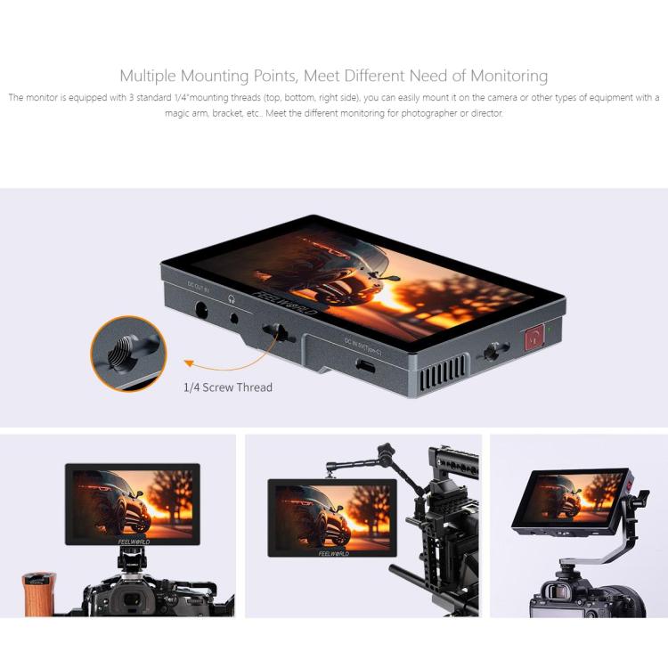 FEELWORLD P6X 5.5 inch Aluminium DSLR Camera Field Monitor Touch Screen 4K HDMI High Brightness 1000nit Monitor (Black) - free shipping - PMC TechLife - Order now!