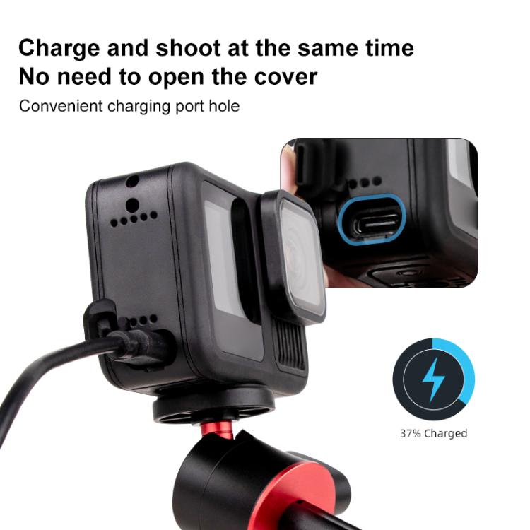BS Plastic Battery Side Interface Cover with Silicone Plug for GoPro HERO13 Black /12 Black /11 Black /10 Black /9 Black - Skeleton Housing by PMc TechLife | Online Shopping South Africa | PMc TechLife | Buy Now Pay Later Mobicred