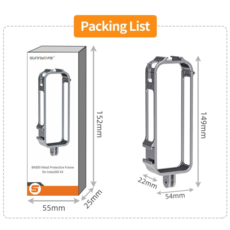 For Insta360 X4 Sunnylife Metal Protective Cage Rig with Cold Shoe Bases & Tripod Adapter (Titanium Color) - free shipping - PMC TechLife - Order now!