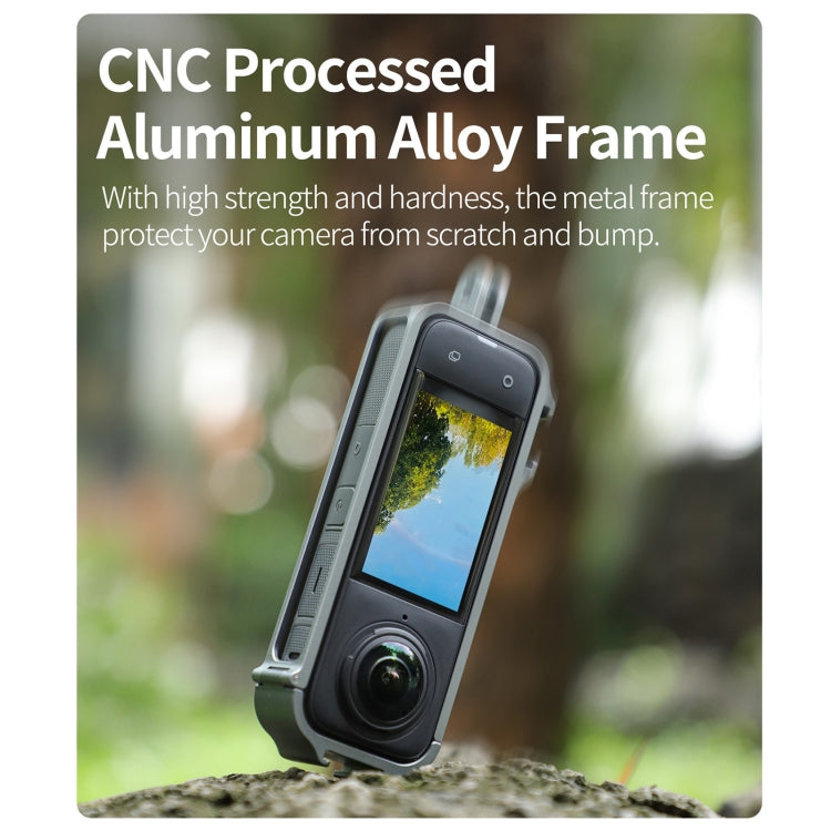 For Insta360 X4 Sunnylife Metal Protective Cage Rig with Cold Shoe Bases & Tripod Adapter (Titanium Color) - free shipping - PMC TechLife - Order now!
