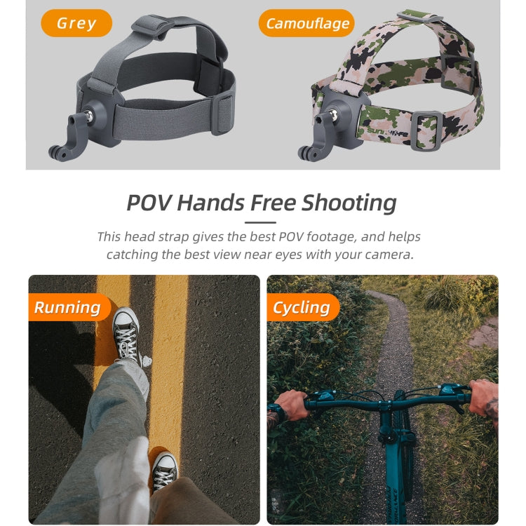 Sunnylife TD672 360 Rotation Adjustable Head Strap Vlog POV Mount Belt for GoPro, Insta360, DJI Osmo Action and Other Action Cameras  (Grey) - Head Belt by Sunnylife | Online Shopping South Africa | PMC TechLife | Buy Now Pay Later Mobicred