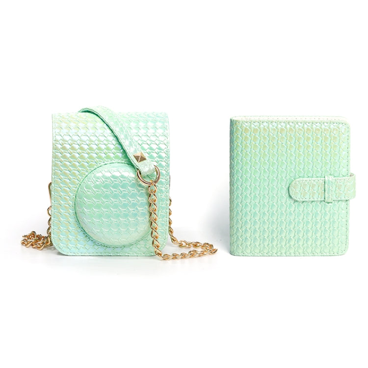 For FUJIFILM instax mini 12 Colorful Woven Leather Case Full Body Camera Bag + Photo Album with Strap (Green) - Leather Bag by PMC TechLife | Online Shopping South Africa | PMC TechLife | Buy Now Pay Later Mobicred