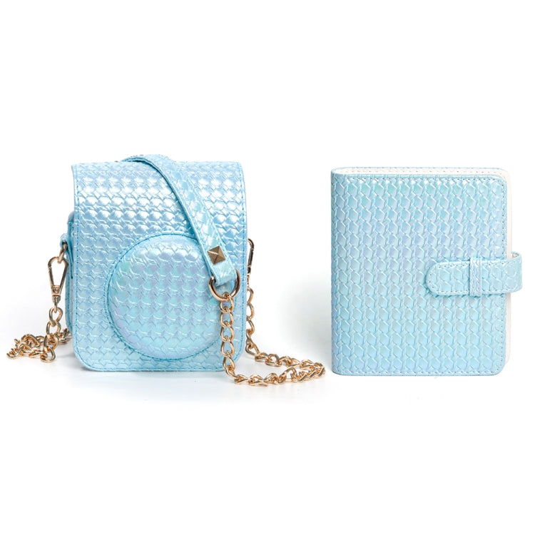 For FUJIFILM instax mini 12 Colorful Woven Leather Case Full Body Camera Bag + Photo Album with Strap (Blue) - Leather Bag by PMC TechLife | Online Shopping South Africa | PMC TechLife | Buy Now Pay Later Mobicred