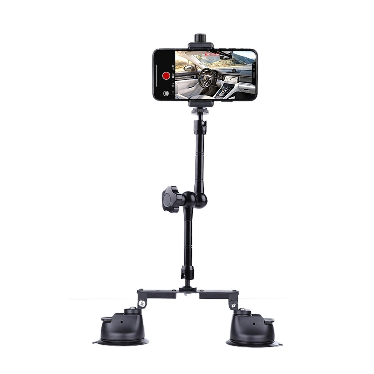 Dual-leg Suction Cup Articulating Friction Magic Arm Phone Clamp Mount (Black) - Holder by PMC Jewellery | Online Shopping South Africa | PMC Jewellery | Buy Now Pay Later Mobicred