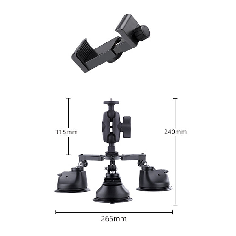 Tri-leg Suction Cup Connecting Rod Arm Phone Clamp Mount (Black) - Holder by PMC Jewellery | Online Shopping South Africa | PMC Jewellery | Buy Now Pay Later Mobicred