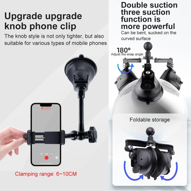 Tri-leg Suction Cup Connecting Rod Arm Phone Clamp Mount (Black) - Holder by PMC Jewellery | Online Shopping South Africa | PMC Jewellery | Buy Now Pay Later Mobicred