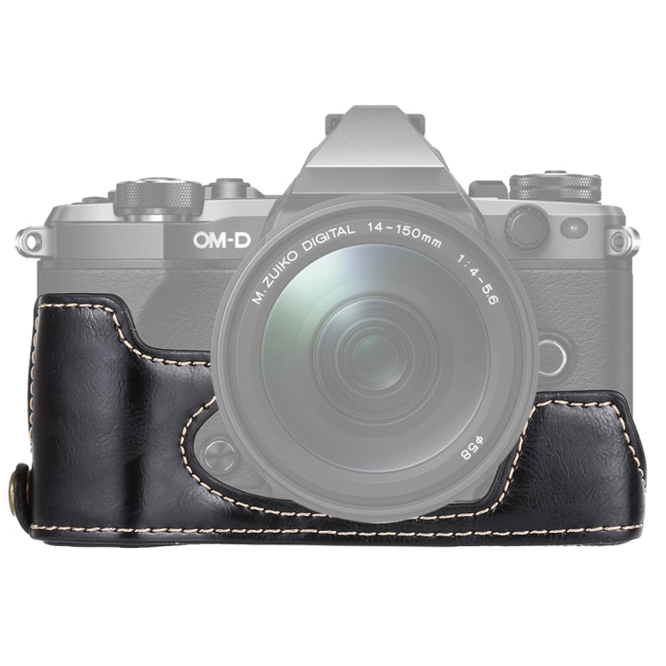 1/4 inch Thread PU Leather Camera Half Case Base for Olympus EM5 / EM5 Mark II (Black) - free shipping - PMC TechLife - Order now!