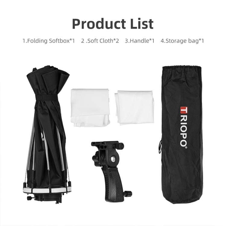 TRIOPO KS90 90cm Dome Speedlite Flash Octagon Parabolic Softbox Diffuser with Bracket Mount Handle for Speedlite - free shipping - PMC TechLife - Order now!