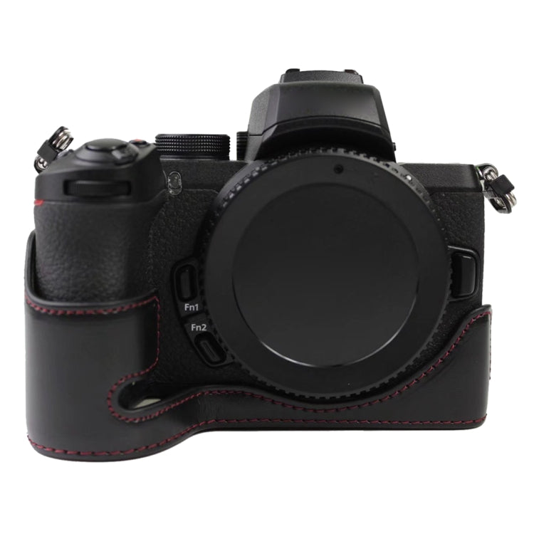 1/4 inch Thread PU Leather Camera Half Case Base for Nikon Z50(Black) - Half Case by PMC TechLife | Online Shopping South Africa | PMC TechLife | Buy Now Pay Later Mobicred