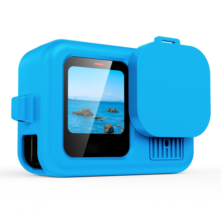 For GoPro HERO13 Black Silicone Protective Case Cover with Wrist Strap & Lens Cover (Blue) - free shipping - PMC TechLife - Order now!