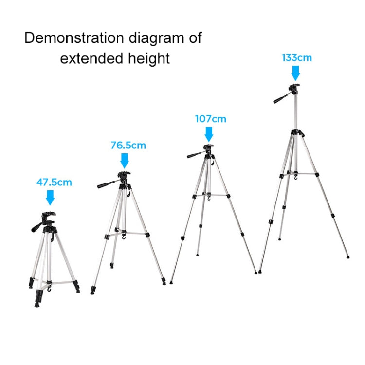 Live Broadcast Tripod 3-Section Folding Legs Aluminum Alloy Tripod Mount with U-Shape Three-Dimensional Tripod Head & Phone Clamp for DSLR & Digital Camera, Adjustable Height: 47.5-133cm - free shipping - PMC TechLife - Order now!