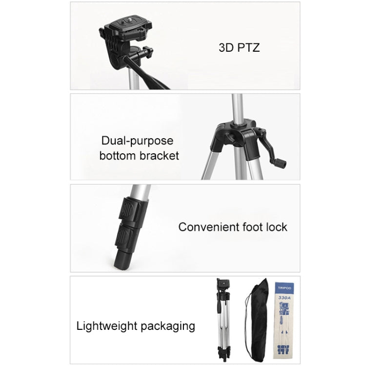 Live Broadcast Tripod 3-Section Folding Legs Aluminum Alloy Tripod Mount with U-Shape Three-Dimensional Tripod Head & Phone Clamp for DSLR & Digital Camera, Adjustable Height: 47.5-133cm - free shipping - PMC TechLife - Order now!
