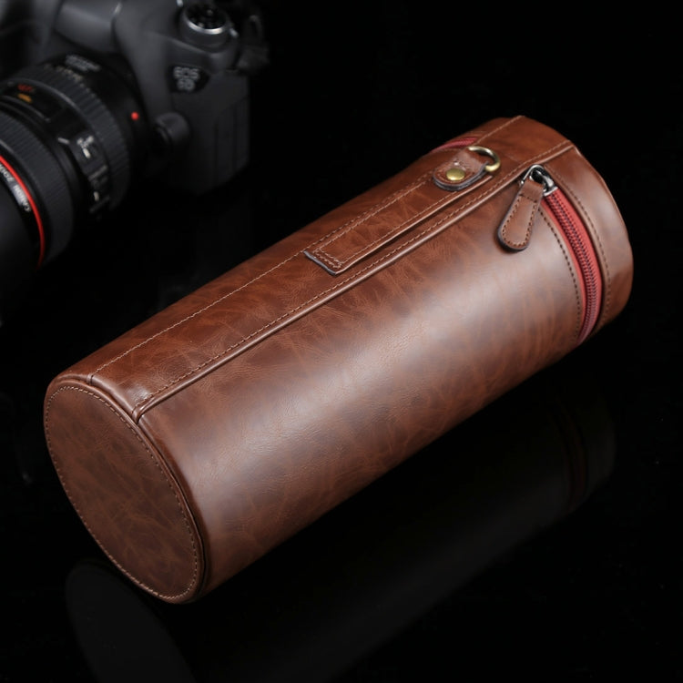 Extra Large Lens Case Zippered PU Leather Pouch Box for DSLR Camera Lens, Size: 24.5*10.5*10.5cm(Coffee) - free shipping - PMC TechLife - Order now!