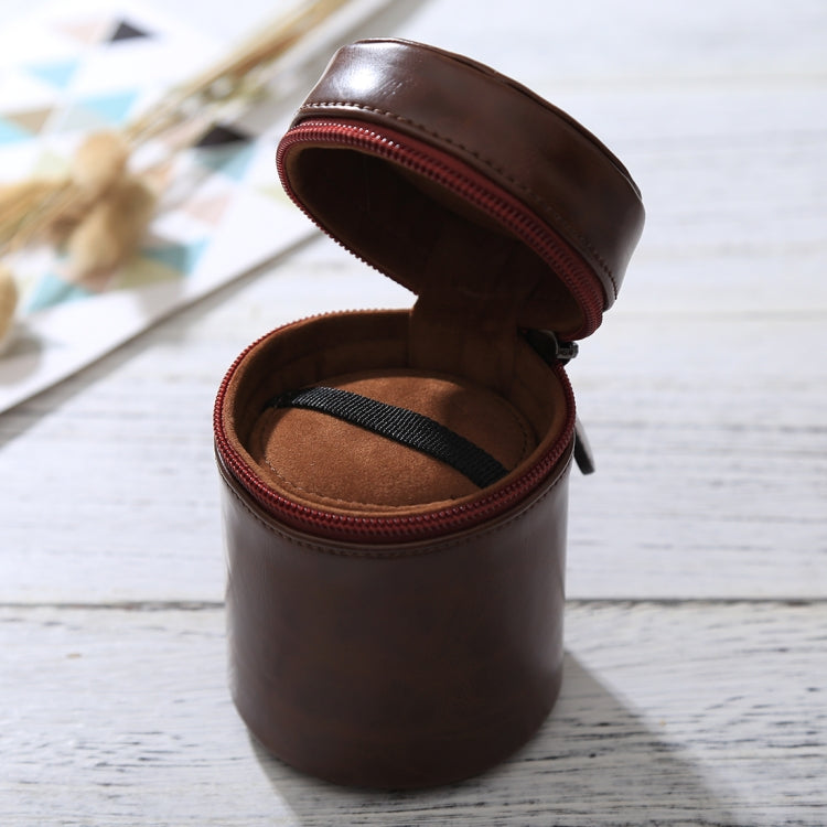 Small Lens Case Zippered PU Leather Pouch Box for DSLR Camera Lens, Size: 11x8x8cm(Coffee) - free shipping - PMC TechLife - Order now!