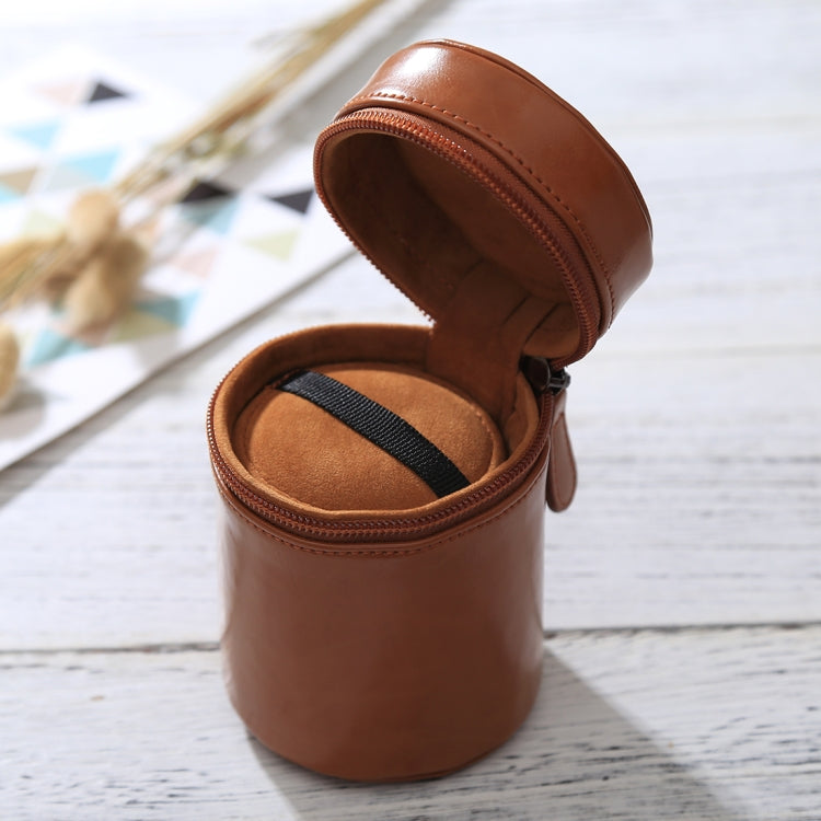 Small Lens Case Zippered PU Leather Pouch Box for DSLR Camera Lens, Size: 11x8x8cm(Brown) - free shipping - PMC TechLife - Order now!
