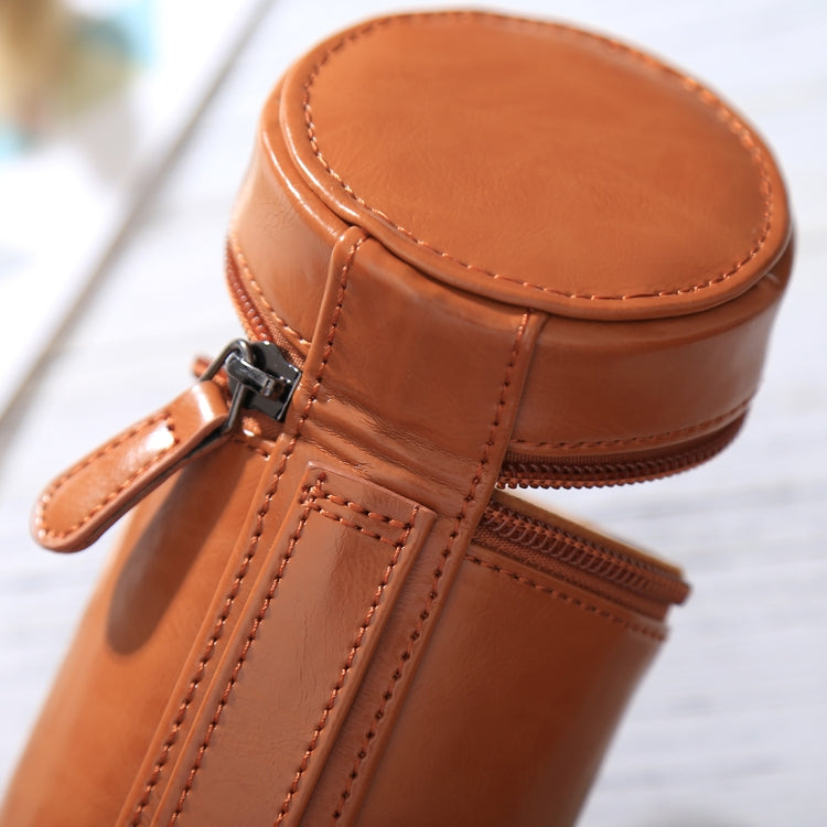 Small Lens Case Zippered PU Leather Pouch Box for DSLR Camera Lens, Size: 11x8x8cm(Brown) - free shipping - PMC TechLife - Order now!