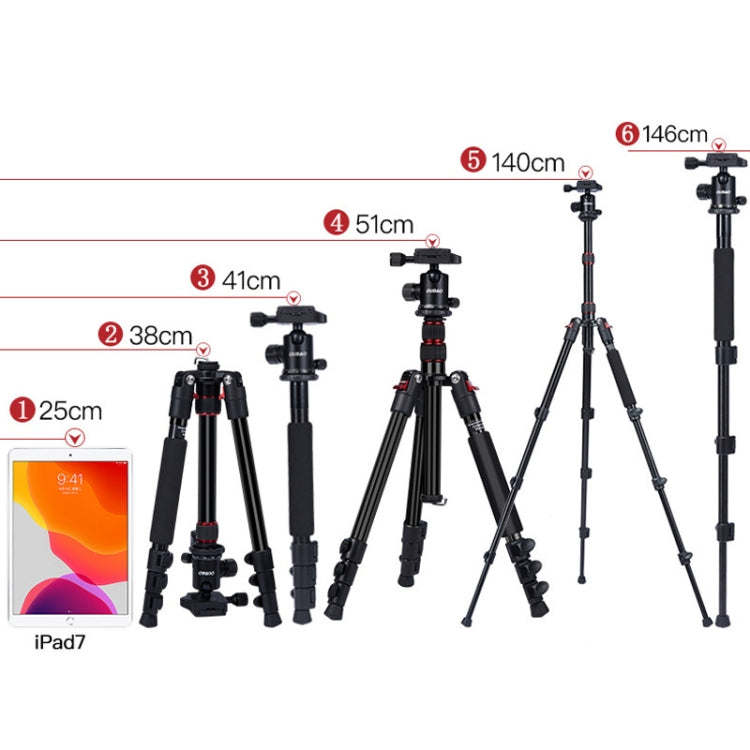 TRIOPO K2508S+B1S Adjustable Portable  Aluminum Alloy Tripod with Ball Head for SLR Camera(Red) - free shipping - PMC TechLife - Order now!