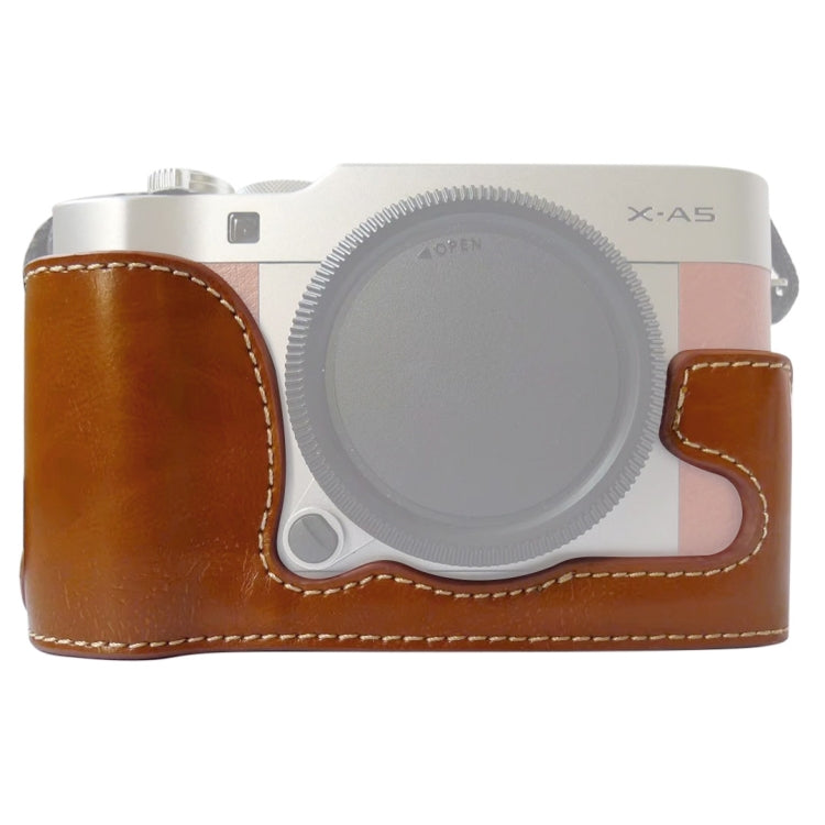 1/4 inch Thread PU Leather Camera Half Case Base for FUJIFILM X-A5 / X-A20(Brown) - free shipping - PMC TechLife - Order now!