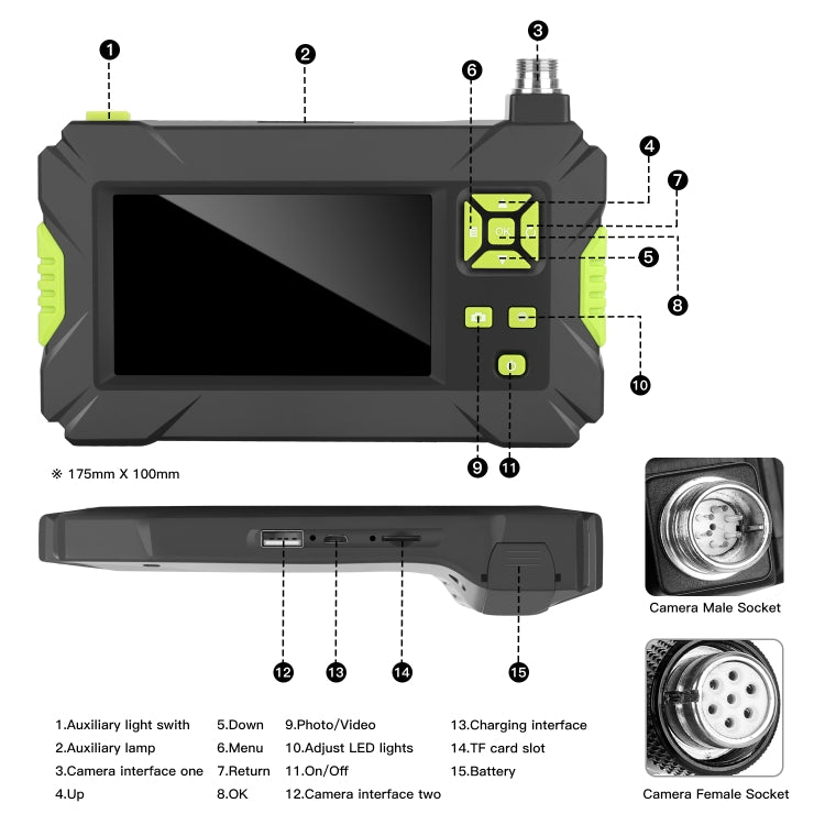 P30 8mm IP67 Waterproof 4.3 inch HD Portable Endoscope Hard Cable Industrial Endoscope, Cable Length: 5m(Green) - free shipping - PMC Jewellery - Order now!