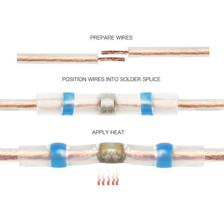 100 PCS AWG16-14 1.5-2.5mm Seal Heat Shrink Butt Wire Connectors Blue Terminals Solder Sleeve(Blue) - Solder Sleeve by PMC TechLife | Online Shopping South Africa | PMC TechLife | Buy Now Pay Later Mobicred