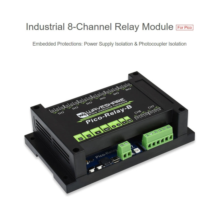 Waveshare Multi Protection 8-Channel Industrial Relay Module for Raspberry Pi Pico - free shipping - PMC Jewellery - Order now!