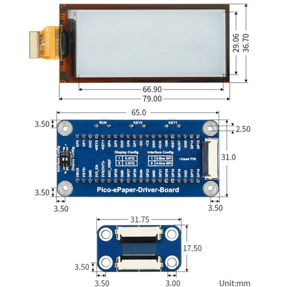 Waveshare 2.9 inch 296 x 128 Pixel Black / White Flexible E-Paper E-Ink Display Module for Raspberry Pi Pico, SPI Interface - Modules Expansions Accessories by WAVESHARE | Online Shopping South Africa | PMC Jewellery | Buy Now Pay Later Mobicred