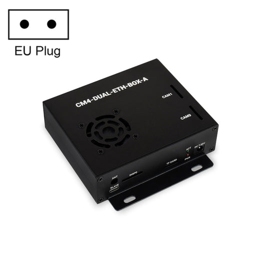 Waveshare Dual Gigabit Ethernet Mini-Computer with Metal Case & Cooling Fan for Raspberry Pi CM4(EU Plug) - Mini PC Accessories by WAVESHARE | Online Shopping South Africa | PMC Jewellery | Buy Now Pay Later Mobicred