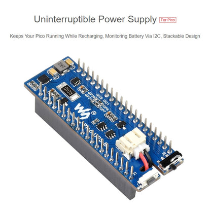 Waveshare UPS Module Uninterruptible Power Supply 600mAh Li-Po Battery Module Stackable Board for Raspberry Pi Pico - Modules Expansions Accessories by WAVESHARE | Online Shopping South Africa | PMC Jewellery | Buy Now Pay Later Mobicred