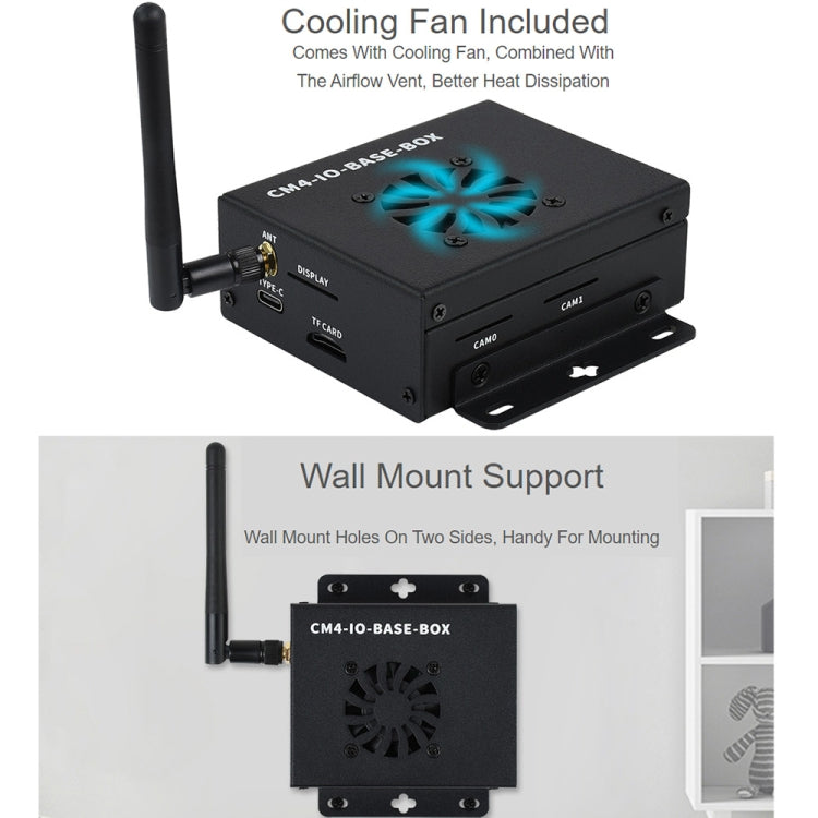 Waveshare Mini IO Board Full Ver Mini-Computer Base Box with Metal Case & Cooling Fan for Raspberry Pi CM4(EU Plug) - Mini PC Accessories by WAVESHARE | Online Shopping South Africa | PMC Jewellery | Buy Now Pay Later Mobicred