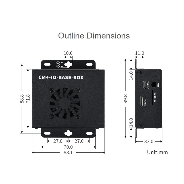 Waveshare Mini IO Board Full Ver Mini-Computer Base Box with Metal Case & Cooling Fan for Raspberry Pi CM4(US Plug) - Mini PC Accessories by WAVESHARE | Online Shopping South Africa | PMC Jewellery | Buy Now Pay Later Mobicred