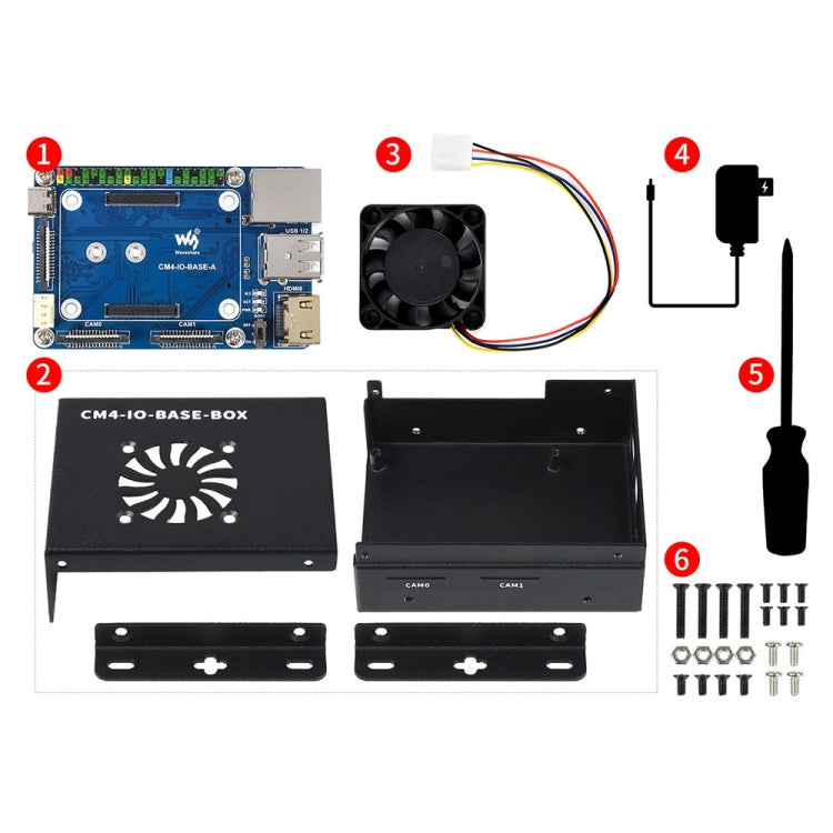 Waveshare Mini IO Board Lite Ver Mini-Computer Base Box with Metal Case & Cooling Fan for Raspberry Pi CM4(US Plug) - Mini PC Accessories by WAVESHARE | Online Shopping South Africa | PMC Jewellery | Buy Now Pay Later Mobicred