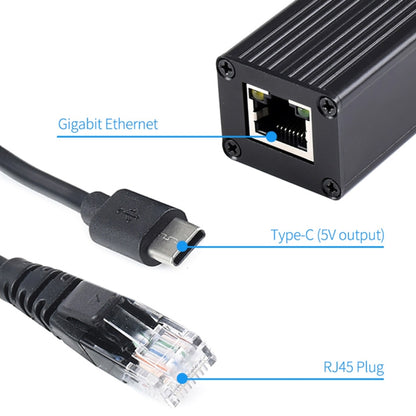 Waveshare Metal Case Gigabit PoE Splitter, 5V 2.5A Type-C Out - Modules Expansions Accessories by WAVESHARE | Online Shopping South Africa | PMC Jewellery | Buy Now Pay Later Mobicred